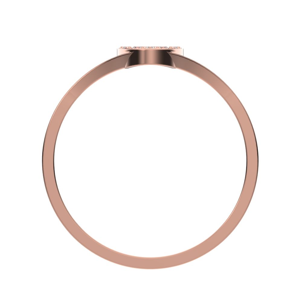 0.095 ct Round Cut Moissanite dainty Minimalist cluster pave signet 14K / 18K Solid Rose Gold everyday ring