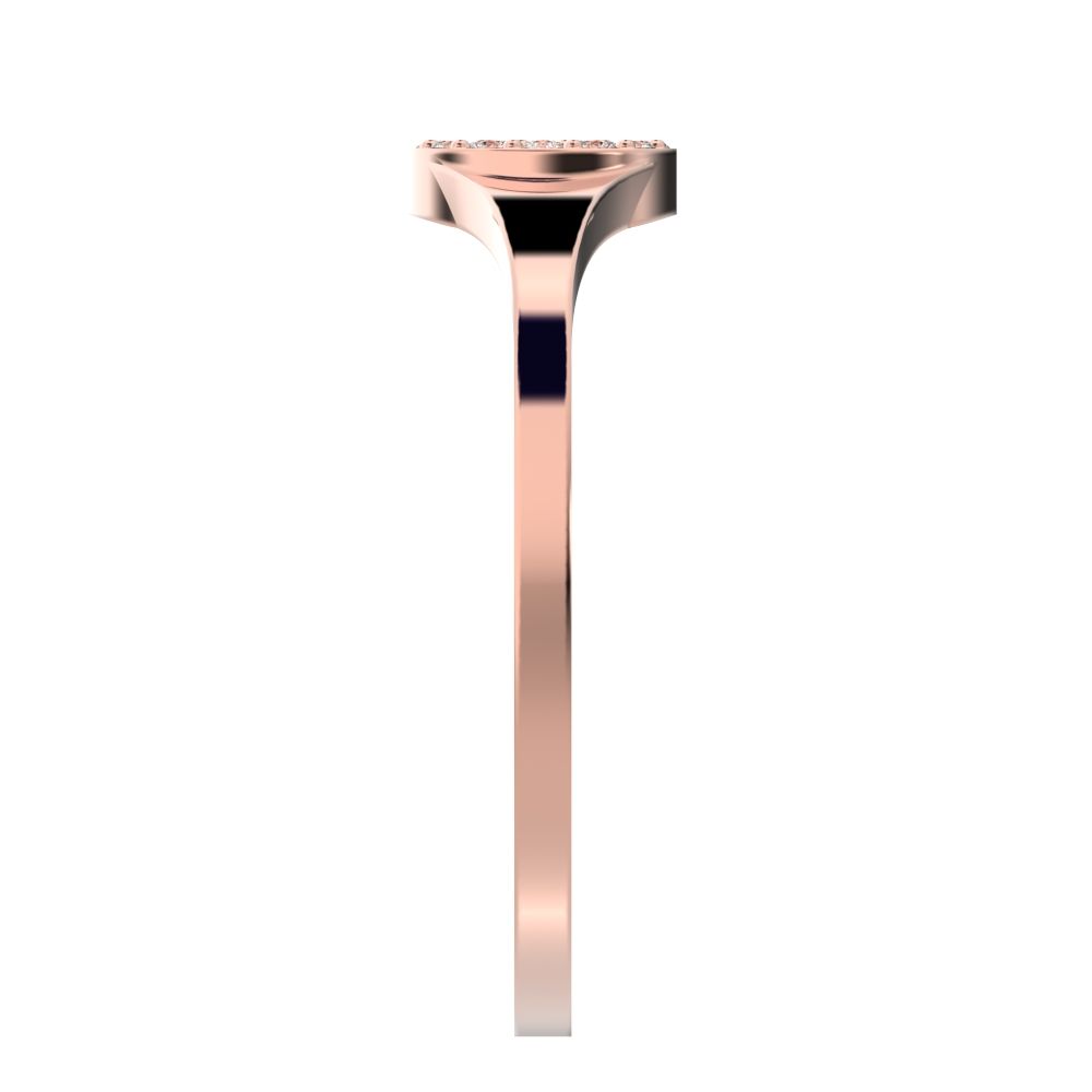 0.095 ct Round Cut Simulated Clear Diamond dainty Minimalist cluster pave signet 14K / 18K Solid Rose Gold everyday ring