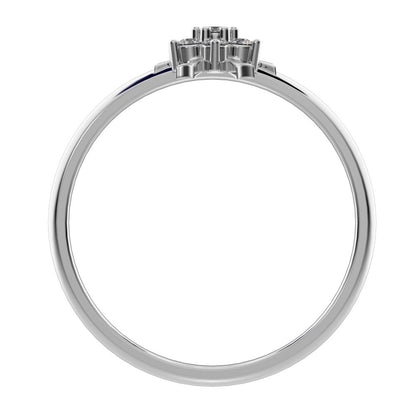 0.105 ct Round Cut Simulated Clear Diamond dainty Minimalist star snow flake halo cluster light 14K / 18K Solid White Gold everyday ring