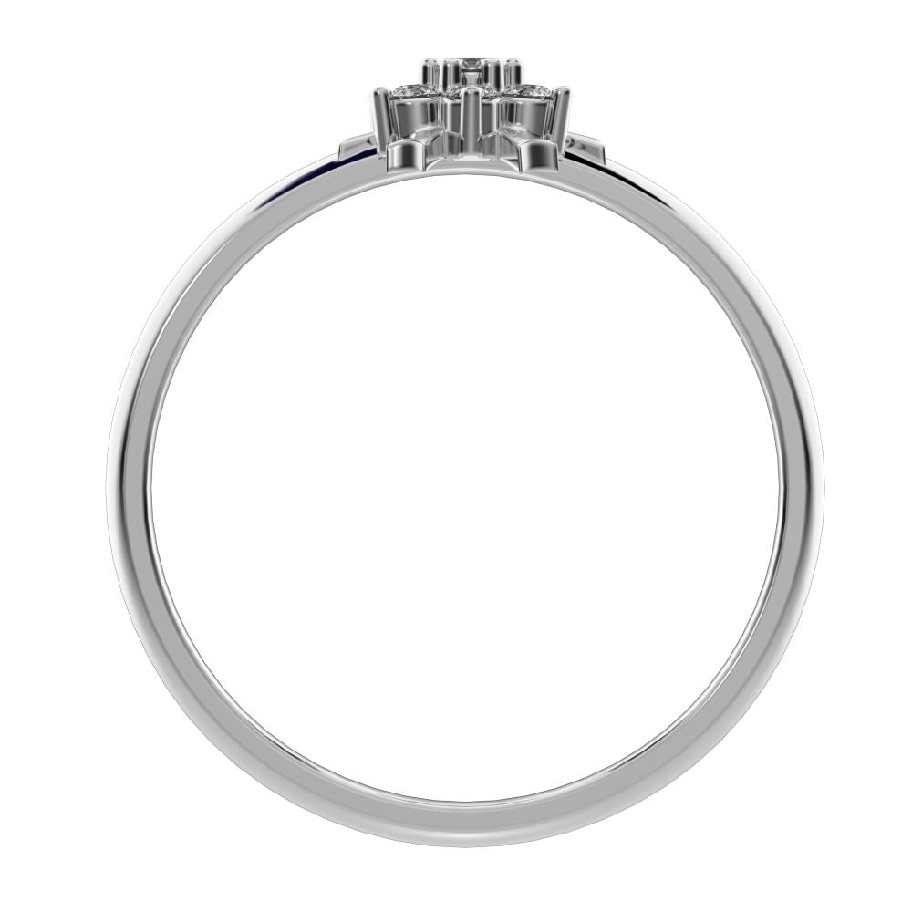 0.105 ct Round Cut Moissanite dainty Minimalist star snow flake halo cluster light 14K / 18K Solid White Gold everyday ring