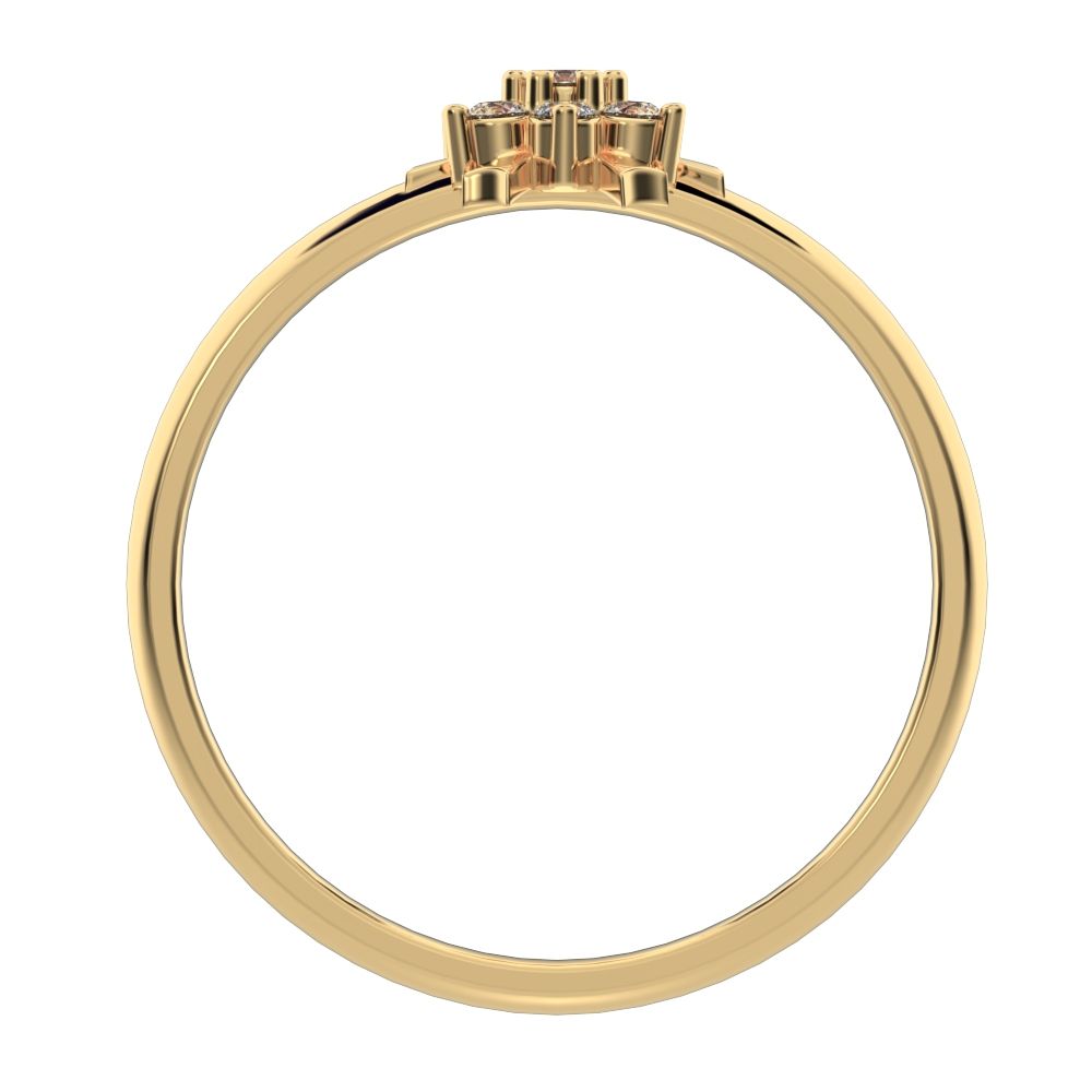 0.105 ct Round Cut Simulated Clear Diamond dainty Minimalist star snow flake halo cluster light 14K / 18K Solid Yellow Gold everyday ring