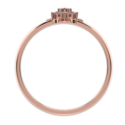 0.105 ct Round Cut Simulated Clear Diamond dainty Minimalist star snow flake halo cluster light 14K / 18K Solid Rose Gold everyday ring