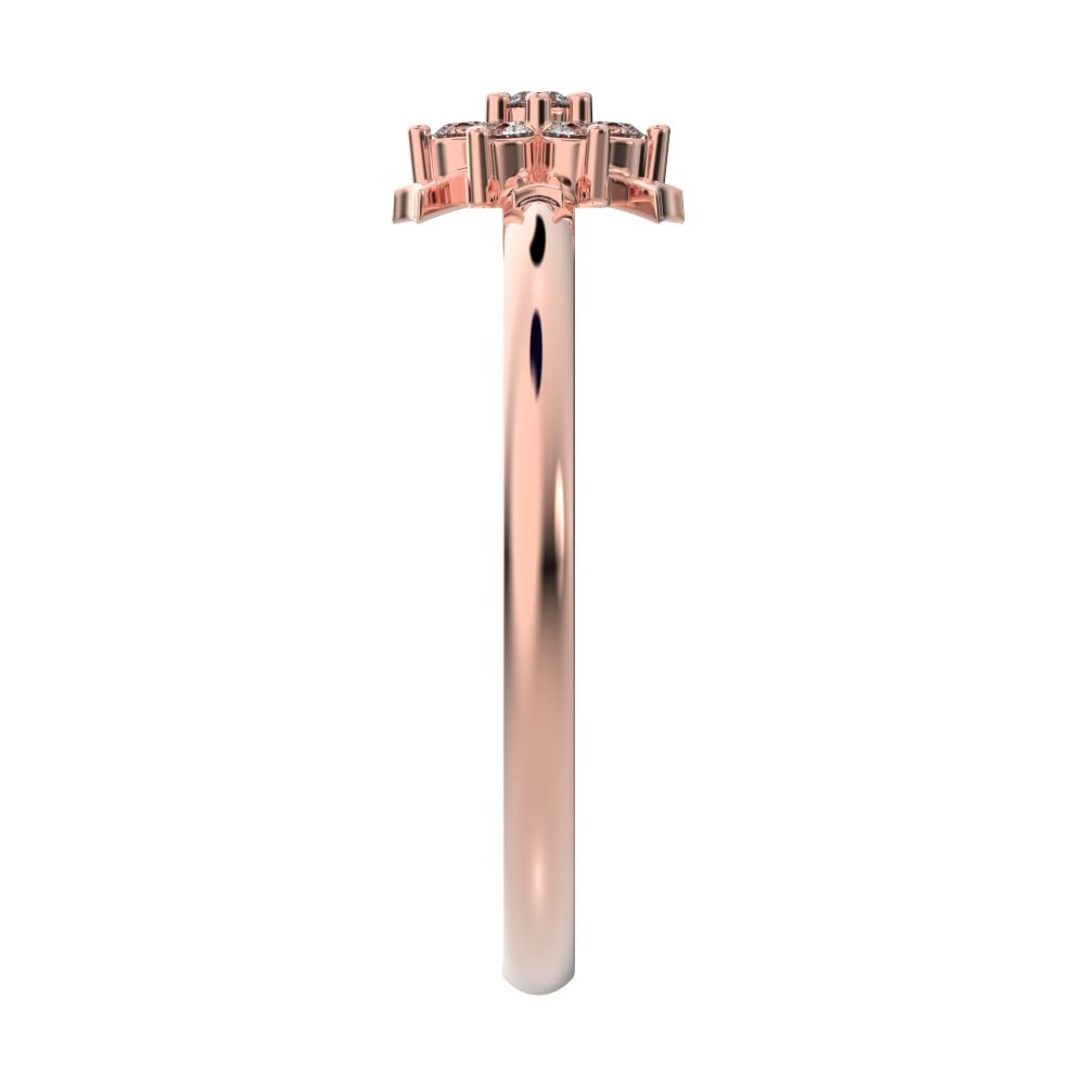 0.105 ct Round Cut Simulated Clear Diamond dainty Minimalist star snow flake halo cluster light 14K / 18K Solid Rose Gold everyday ring