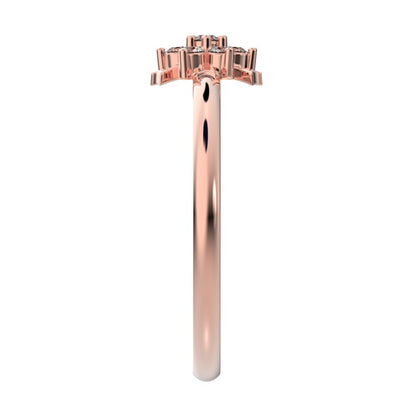 0.105 ct Round Cut Simulated Clear Diamond dainty Minimalist star snow flake halo cluster light 14K / 18K Solid Rose Gold everyday ring