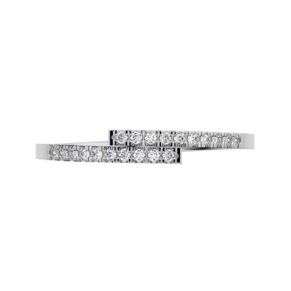 0.1 ct Round Cut Simulated Clear Diamond dainty Minimalist overlap Stackable light thin 14K / 18K Solid White Gold everyday wedding band