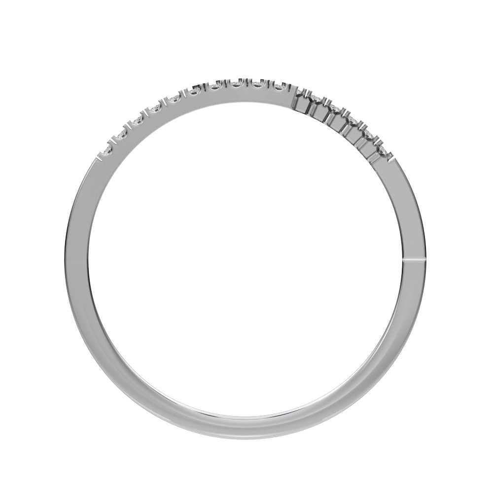 0.1 ct Round Cut Simulated Clear Diamond dainty Minimalist overlap Stackable light thin 14K / 18K Solid White Gold everyday wedding band