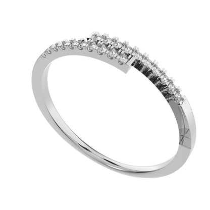 0.1 ct Round Cut Simulated Clear Diamond dainty Minimalist overlap Stackable light thin 14K / 18K Solid White Gold everyday wedding band