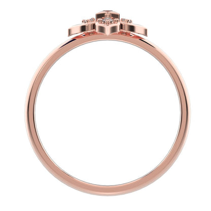 0.08 ct Round Cut Moissanite dainty Minimalist star heart eye halo cluster light 14K / 18K Solid Rose Gold everyday ring