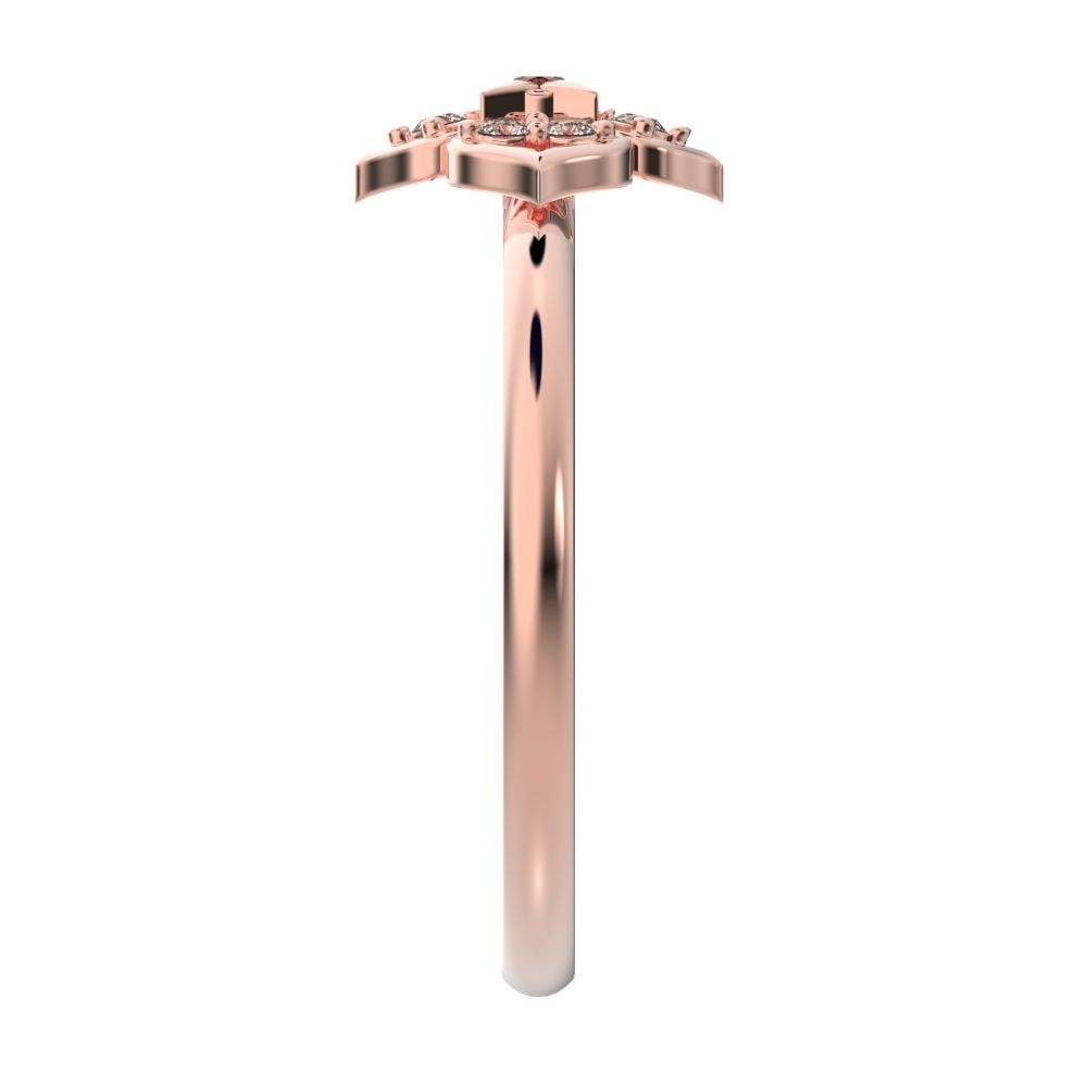 0.08 ct Round Cut Moissanite dainty Minimalist star heart eye halo cluster light 14K / 18K Solid Rose Gold everyday ring