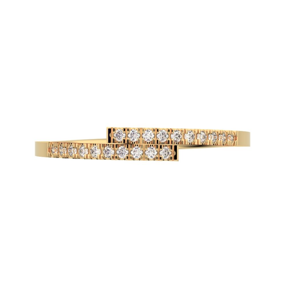0.1 ct Round Cut Simulated Clear Diamond dainty Minimalist overlap Stackable light thin 14K / 18K Solid Yellow Gold everyday wedding band