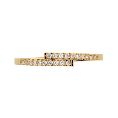 0.1 ct Round Cut Simulated Clear Diamond dainty Minimalist overlap Stackable light thin 14K / 18K Solid Yellow Gold everyday wedding band