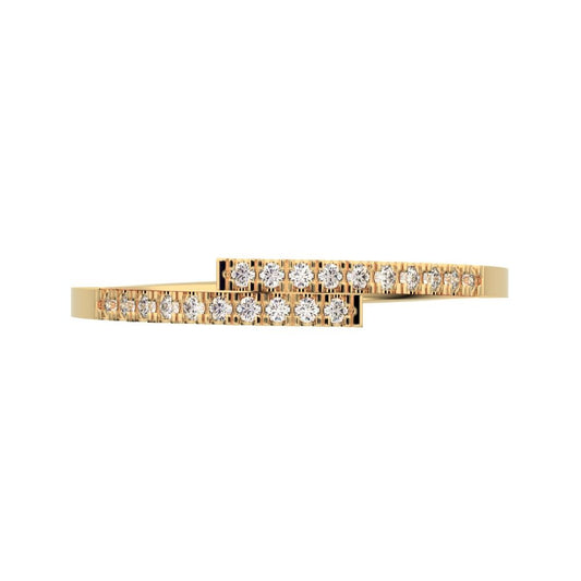 0.1 ct Round Cut Simulated Clear Diamond dainty Minimalist overlap Stackable light thin 14K / 18K Solid Yellow Gold everyday wedding band
