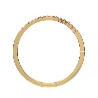 0.1 ct Round Cut Simulated Clear Diamond dainty Minimalist overlap Stackable light thin 14K / 18K Solid Yellow Gold everyday wedding band