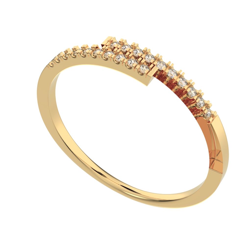 0.1 ct Round Cut Moissanite dainty Minimalist overlap Stackable light thin 14K / 18K Solid Yellow Gold everyday wedding band