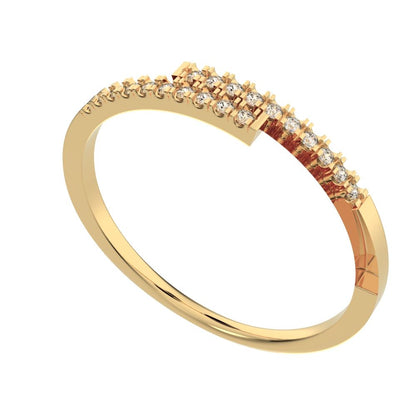 0.1 ct Round Cut Moissanite dainty Minimalist overlap Stackable light thin 14K / 18K Solid Yellow Gold everyday wedding band