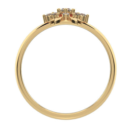 0.115 ct Round Cut Simulated Clear Diamond dainty Minimalist star heart eye halo cluster wings 14K / 18K Solid Yellow Gold everyday ring