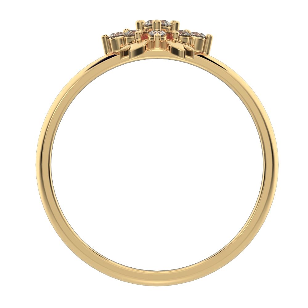 0.115 ct Round Cut Moissanite dainty Minimalist star heart eye halo cluster wings 14K / 18K Solid Yellow Gold everyday ring