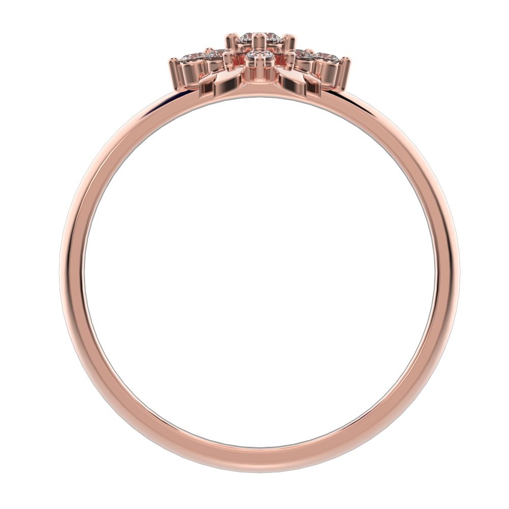 0.115 ct Round Cut Moissanite dainty Minimalist star heart eye halo cluster wings 14K / 18K Solid Rose Gold everyday ring