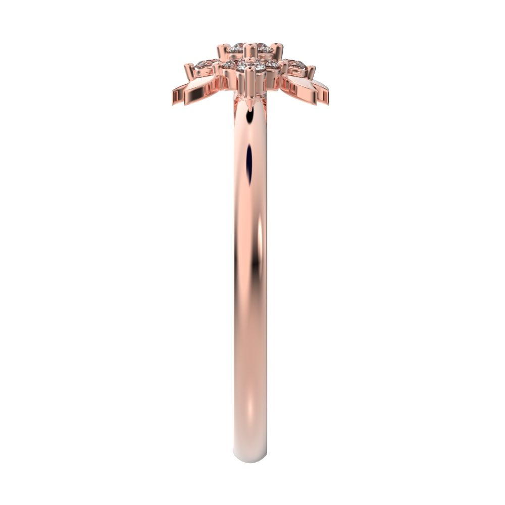 0.115 ct Round Cut Simulated Clear Diamond dainty Minimalist star heart eye halo cluster wings 14K / 18K Solid Rose Gold everyday ring