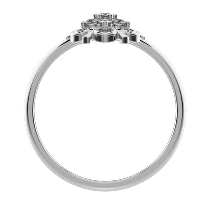 0.11 ct Round Cut Moissanite dainty Minimalist star floral eye halo cluster snow flake 14K / 18K Solid White Gold everyday ring