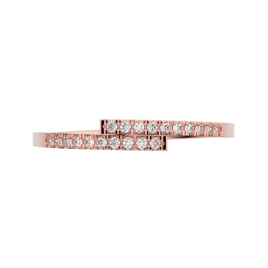 0.1 ct Round Cut Moissanite dainty Minimalist overlap Stackable light thin 14K / 18K Solid Rose Gold everyday wedding band