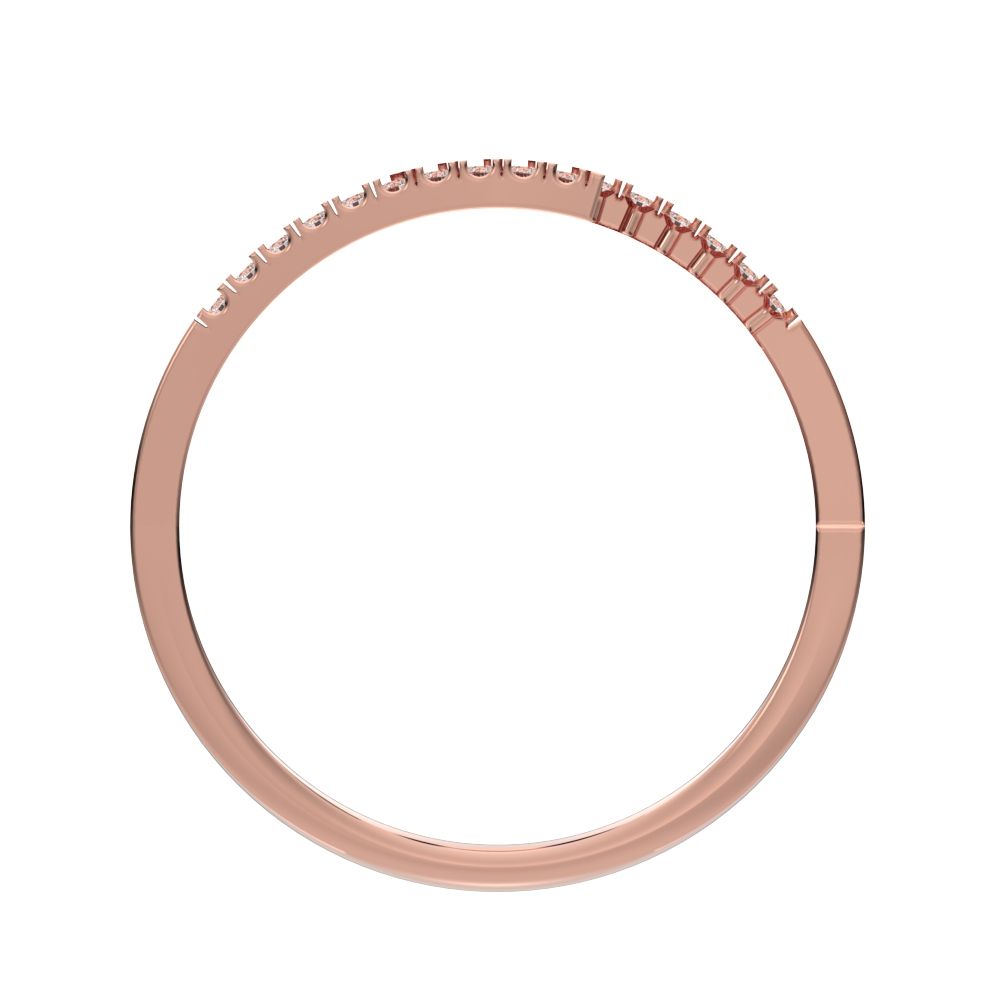 0.1 ct Round Cut Moissanite dainty Minimalist overlap Stackable light thin 14K / 18K Solid Rose Gold everyday wedding band