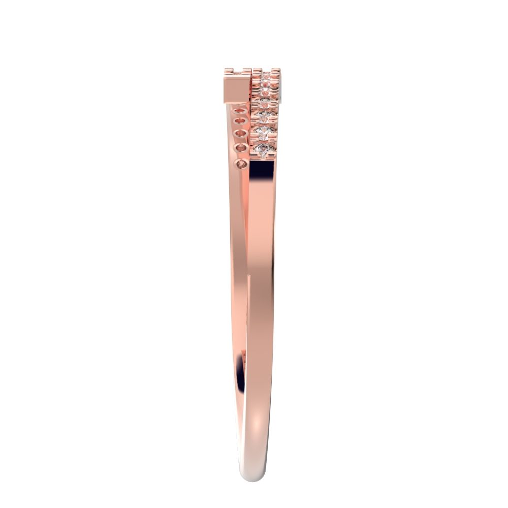 0.1 ct Round Cut Moissanite dainty Minimalist overlap Stackable light thin 14K / 18K Solid Rose Gold everyday wedding band