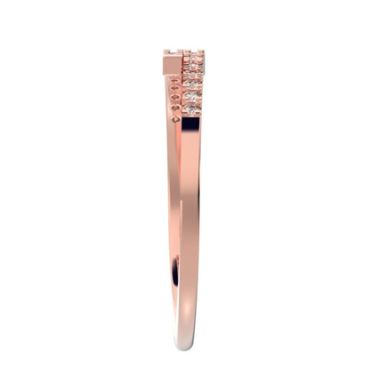 0.1 ct Round Cut Moissanite dainty Minimalist overlap Stackable light thin 14K / 18K Solid Rose Gold everyday wedding band
