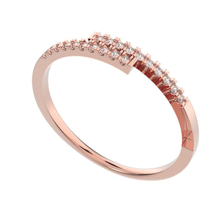 0.1 ct Round Cut Moissanite dainty Minimalist overlap Stackable light thin 14K / 18K Solid Rose Gold everyday wedding band
