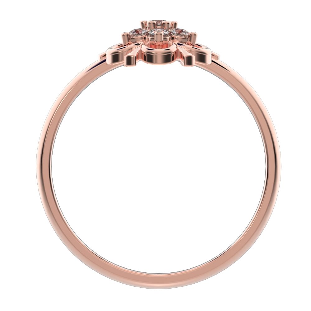 0.11 ct Round Cut Moissanite dainty Minimalist star floral eye halo cluster snow flake 14K / 18K Solid Rose Gold everyday ring