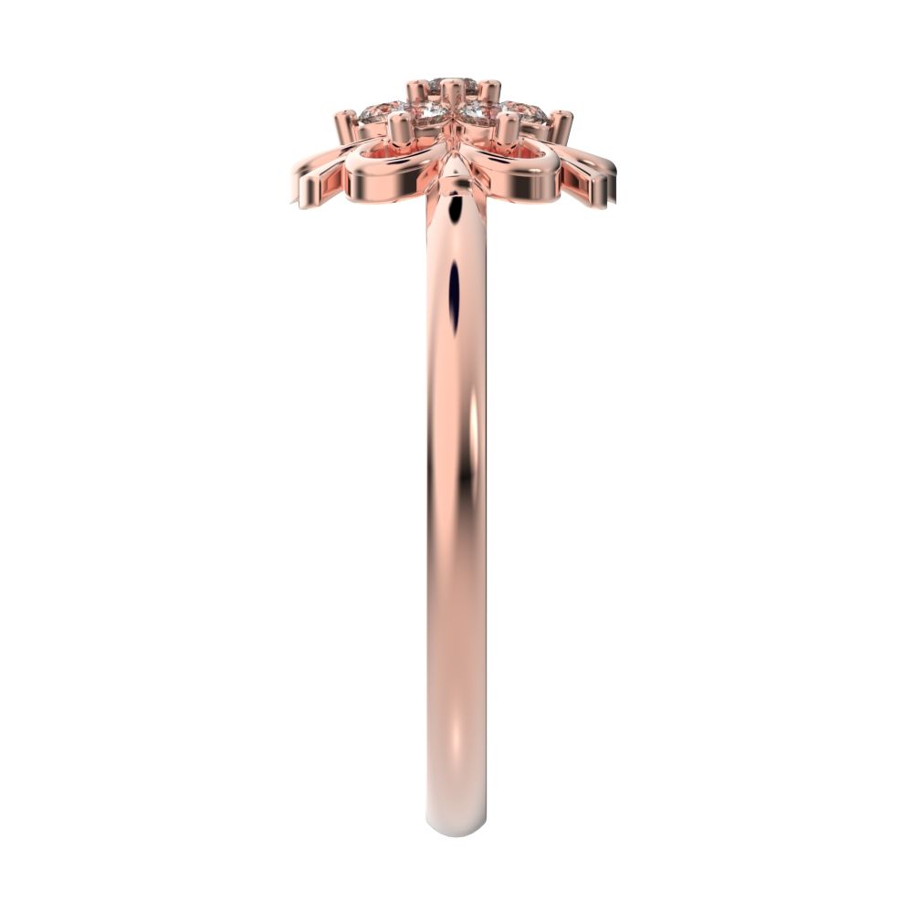 0.11 ct Round Cut Moissanite dainty Minimalist star floral eye halo cluster snow flake 14K / 18K Solid Rose Gold everyday ring