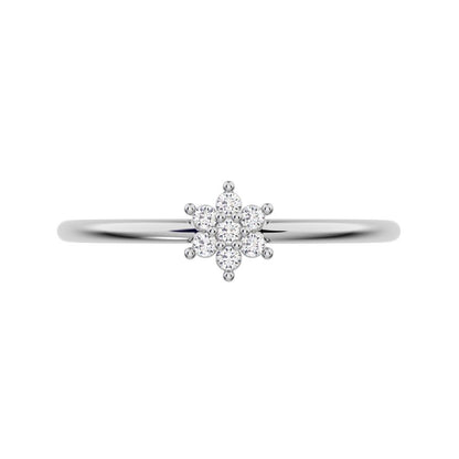0.07 ct Round Cut Simulated Clear Diamond dainty Minimalist star floral cluster halo 14K / 18K Solid White Gold everyday ring