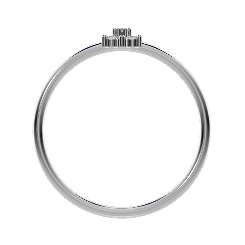 0.07 ct Round Cut Simulated Clear Diamond dainty Minimalist star floral cluster halo 14K / 18K Solid White Gold everyday ring