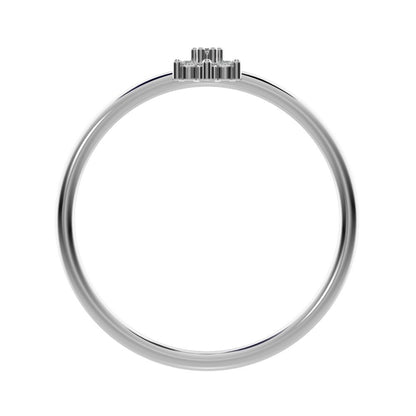 0.07 ct Round Cut Simulated Clear Diamond dainty Minimalist star floral cluster halo 14K / 18K Solid White Gold everyday ring