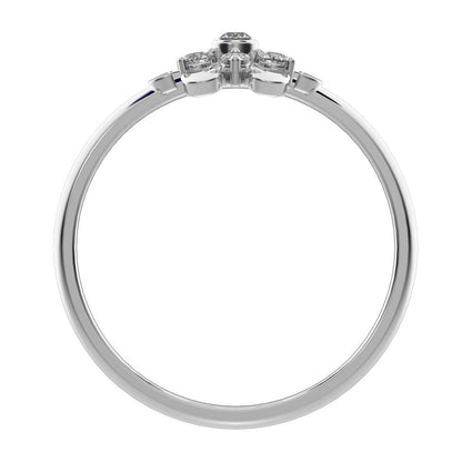 0.105 ct Round Cut Moissanite dainty Minimalist star floral mushroom halo cluster snow flake 14K / 18K Solid White Gold everyday ring