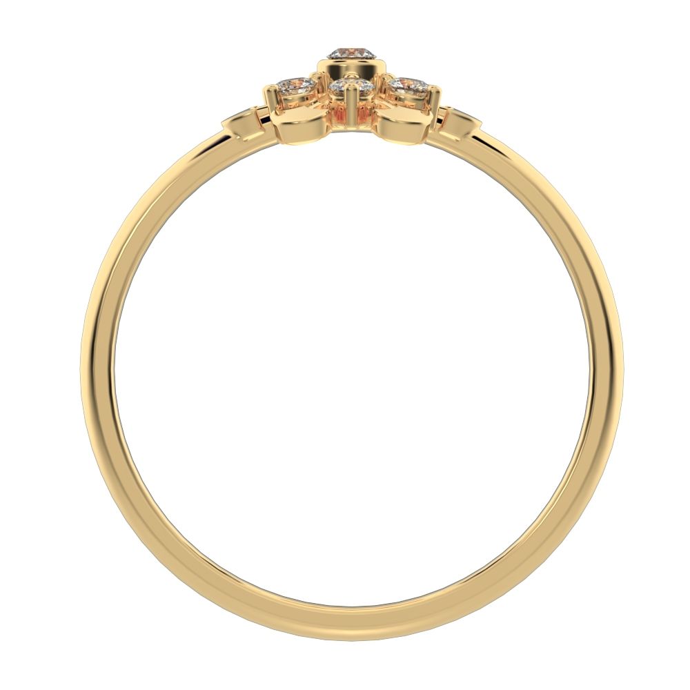 0.105 ct Round Cut Moissanite dainty Minimalist star floral mushroom halo cluster snow flake 14K / 18K Solid Yellow Gold everyday ring