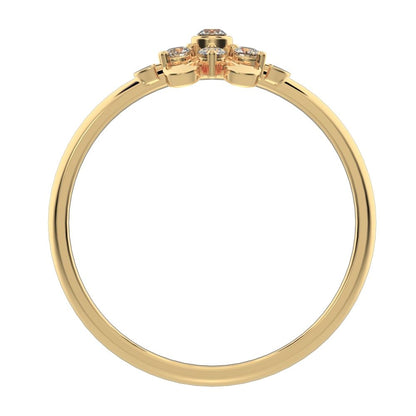 0.105 ct Round Cut Moissanite dainty Minimalist star floral mushroom halo cluster snow flake 14K / 18K Solid Yellow Gold everyday ring
