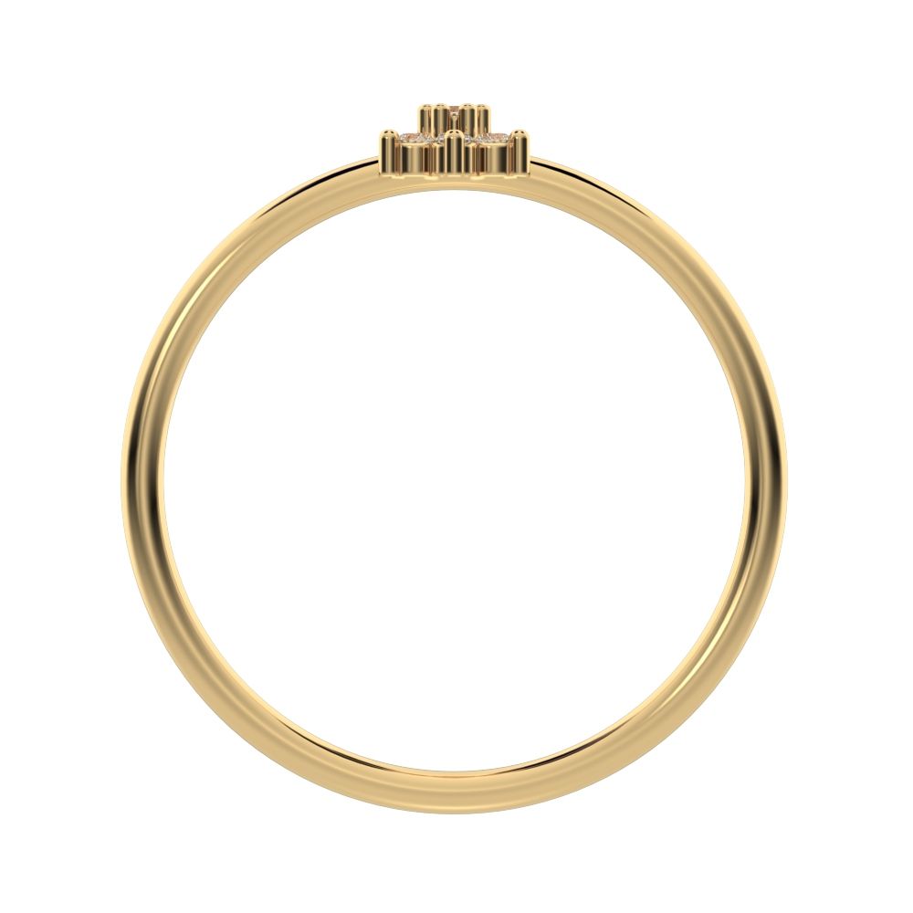 0.07 ct Round Cut Simulated Clear Diamond dainty Minimalist star floral cluster halo 14K / 18K Solid Yellow Gold everyday ring