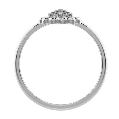 0.075 ct Round Cut Simulated Clear Diamond dainty Minimalist star floral halo eye snow flake 14K / 18K Solid White Gold everyday ring