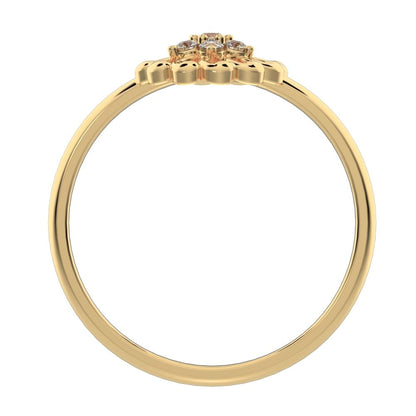 0.075 ct Round Cut Moissanite dainty Minimalist star floral halo eye cluster snow flake 14K / 18K Solid Yellow Gold everyday ring