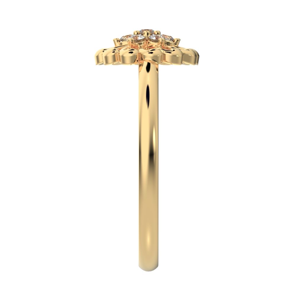 0.075 ct Round Cut Simulated Clear Diamond dainty Minimalist star floral halo eye snow flake 14K / 18K Solid Yellow Gold everyday ring
