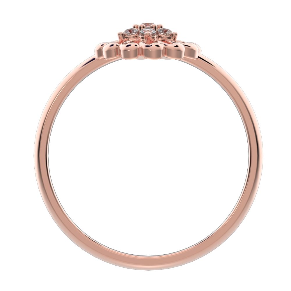 0.075 ct Round Cut Simulated Clear Diamond dainty Minimalist star floral halo eye snow flake 14K / 18K Solid Rose Gold everyday ring