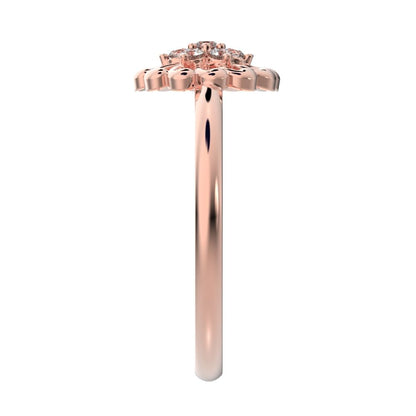 0.075 ct Round Cut Simulated Clear Diamond dainty Minimalist star floral halo eye snow flake 14K / 18K Solid Rose Gold everyday ring