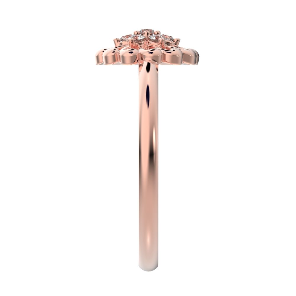 0.075 ct Round Cut Moissanite dainty Minimalist star floral halo eye cluster snow flake 14K / 18K Solid Rose Gold everyday ring