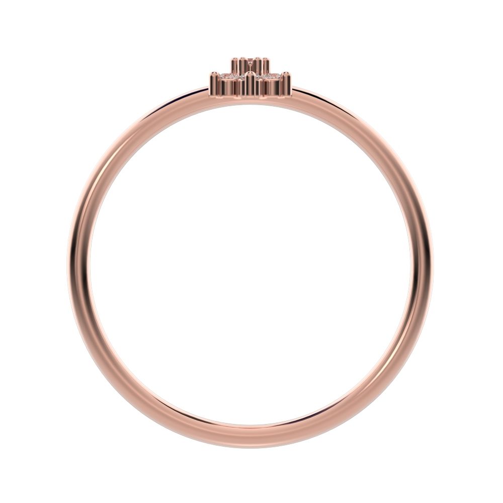 0.07 ct Round Cut Moissanite dainty Minimalist star floral cluster halo 14K / 18K Solid Rose Gold everyday ring