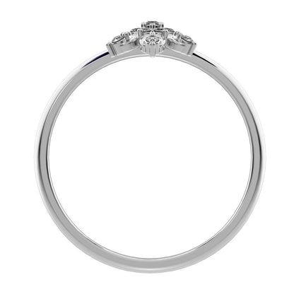 0.07 ct Round Cut Moissanite dainty Minimalist star floral cluster halo snow flake light 14K / 18K Solid White Gold everyday ring