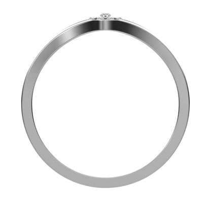 0.05 ct Round Cut Simulated Clear Diamond dainty Minimalist signet cluster halo 14K / 18K Solid White Gold everyday ring