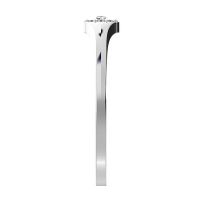 0.05 ct Round Cut Simulated Clear Diamond dainty Minimalist signet cluster halo 14K / 18K Solid White Gold everyday ring