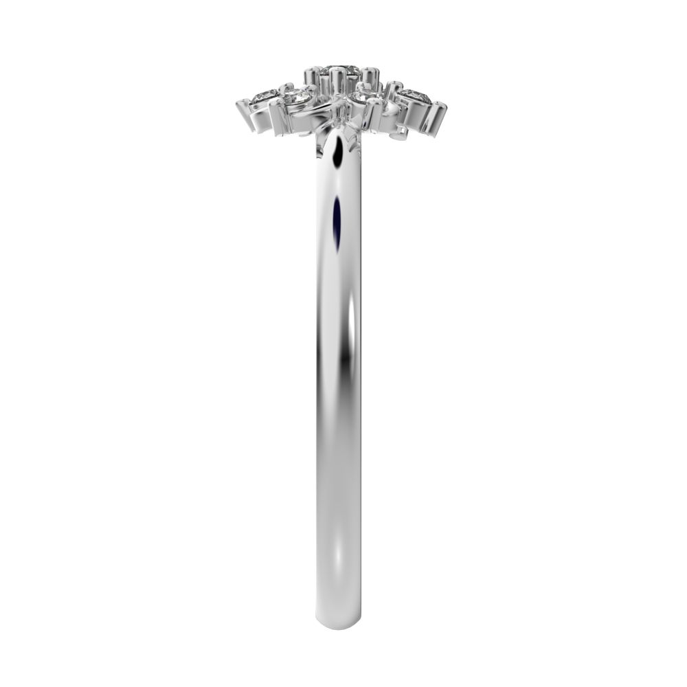 0.08 ct Round Cut Simulated Clear Diamond dainty Minimalist star floral cluster halo light 14K / 18K Solid White Gold everyday ring