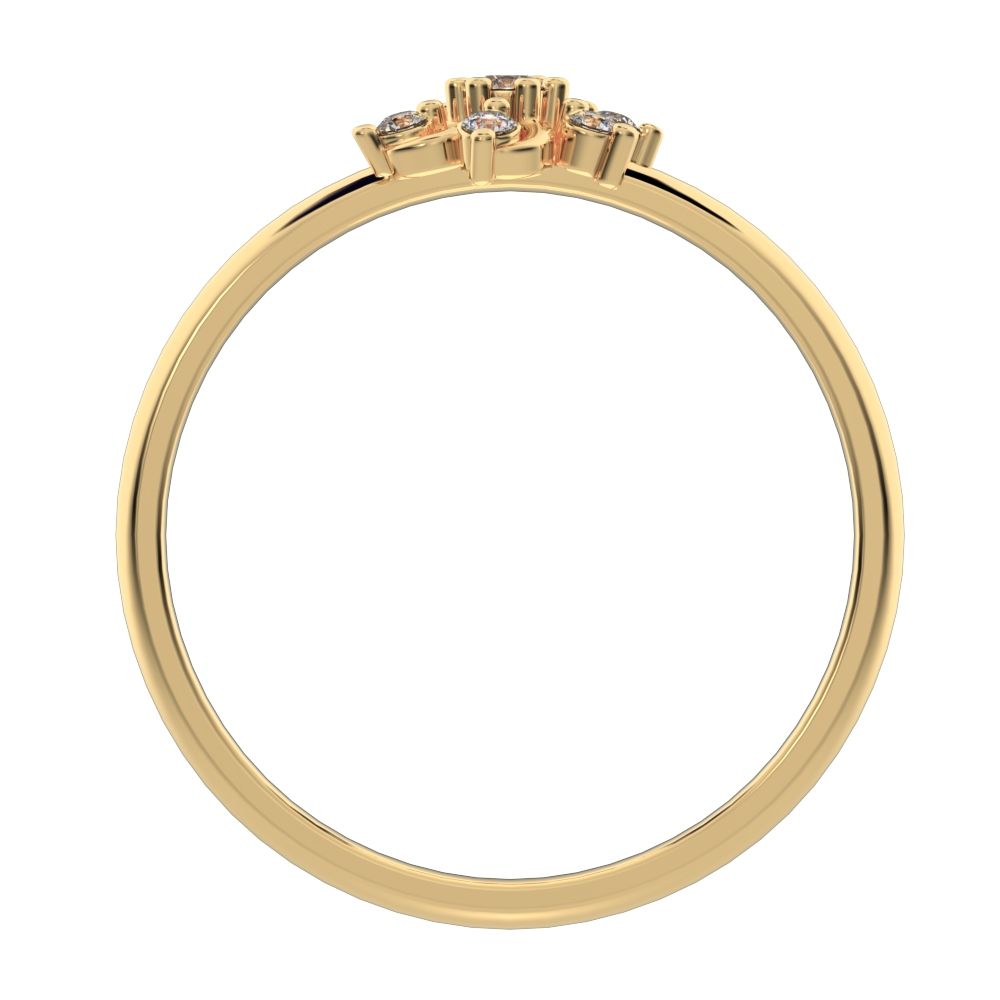 0.08 ct Round Cut Moissanite dainty Minimalist star floral cluster halo light 14K / 18K Solid Yellow Gold everyday ring